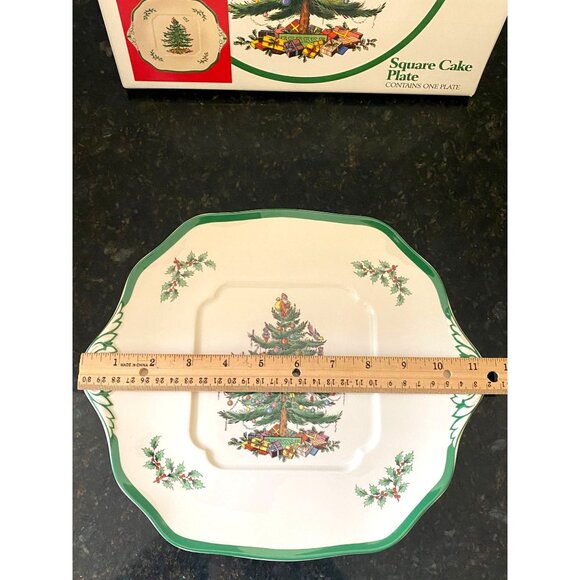 Spode Christmas Tree Square Cake Plate, S3324-U, Box Included - Picture 5 of 10